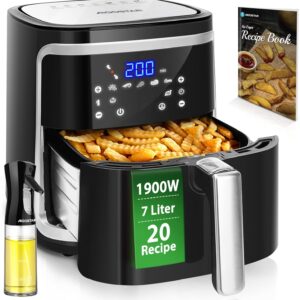 Freidora de Aire Inteligente XXL de 7 Litros | Cocina Saludable Sin Aceite, 1900W Multifuncional con Programas Automáticos